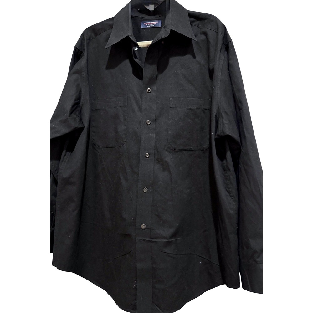 Roundtree & Yorke Dress Shirt Made in Hong Kong 100% Cotton Size L